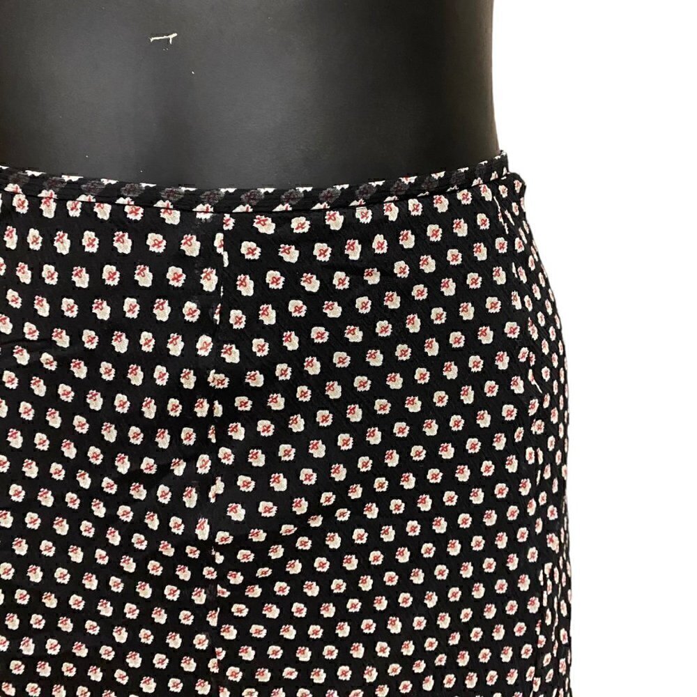 Anne Klein Silk Black and All-Over Print Midi Maxi Skirt Size 12 - Picture 3 of 6